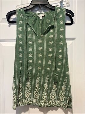 Lucky Brand Green Printed Sleeveless Top